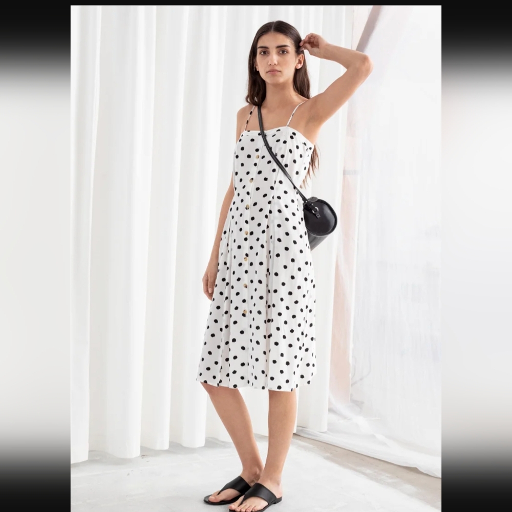 & other stories Polka Dot Button Up Midi Dress